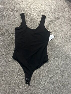 Classic Black Snap-Closure Bodysuit